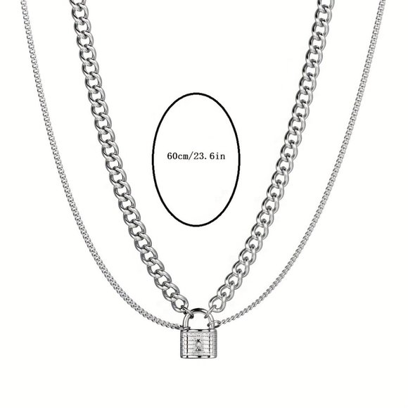 1pc Stainless Steel Lock Necklace - Picture 6 of 6